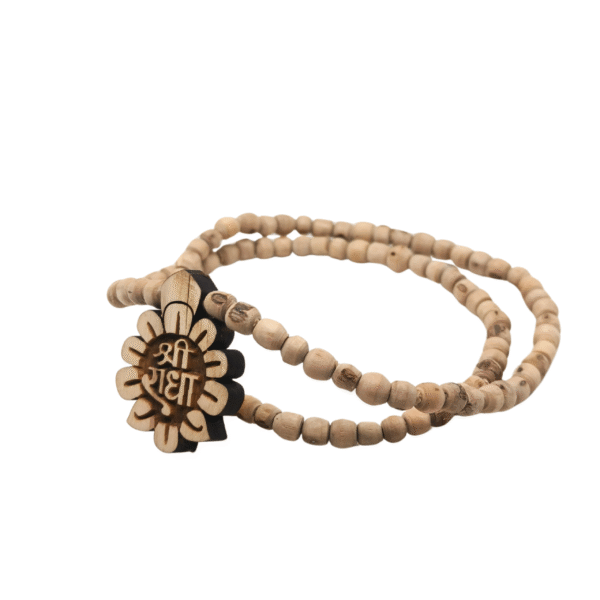 Shri Radha Name Flower Locket Pure Tulsi Kanthi Mala | Original Tulasi Neckless From Vrindavan (PC : 121) - Image 3