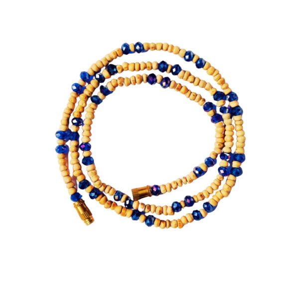 Small Blue Cristal Designer Small Beads Tulsi Kanthi Mala 42cm (PC : 122)