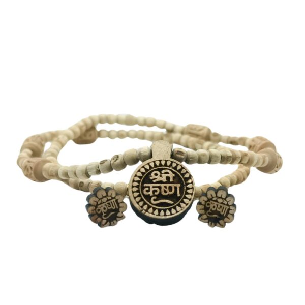 A Set Of Shri Krishna Naam Tulsi Mala With Krishn Naam Tulsi Eartops (PC : C2)