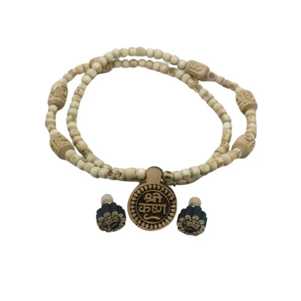 A Set Of Shri Krishna Naam Tulsi Mala With Krishn Naam Tulsi Eartops (PC : C2) - Image 4