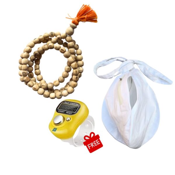 Devotional Starter Kit – Bead Bag, Bina Gath Wali Jaap Mala & Free Digital Counter (PC : C5)