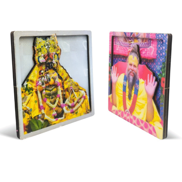 Premanand Maharaj And Shri Radhavallabh Lal Ji 3D Beautiful Design Cardboard Square Fridge Magnets, Home Decor Set of 4 (PC : 726) - Image 3