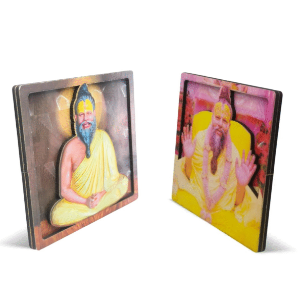 Premanand Maharaj And Shri Radhavallabh Lal Ji 3D Beautiful Design Cardboard Square Fridge Magnets, Home Decor Set of 4 (PC : 726) - Image 2