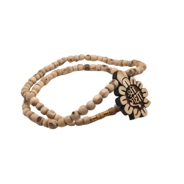 Shri Radha Name Flower Locket Pure Tulsi Kanthi Mala | Original Tulasi Neckless From Vrindavan (PC : 121) - Image 4