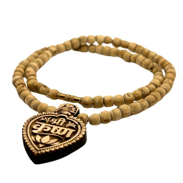 Shri Krishan Naam Paan Shape Tulsi Locket Kanthi Mala Length 45cm (PC: 130) - Image 2