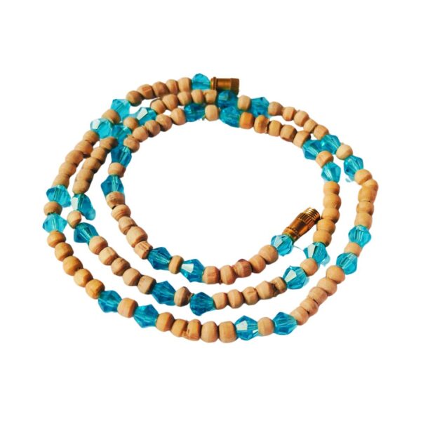 Pure Tulsi Round Small Beads With Firozi Cristals (PC: 113)