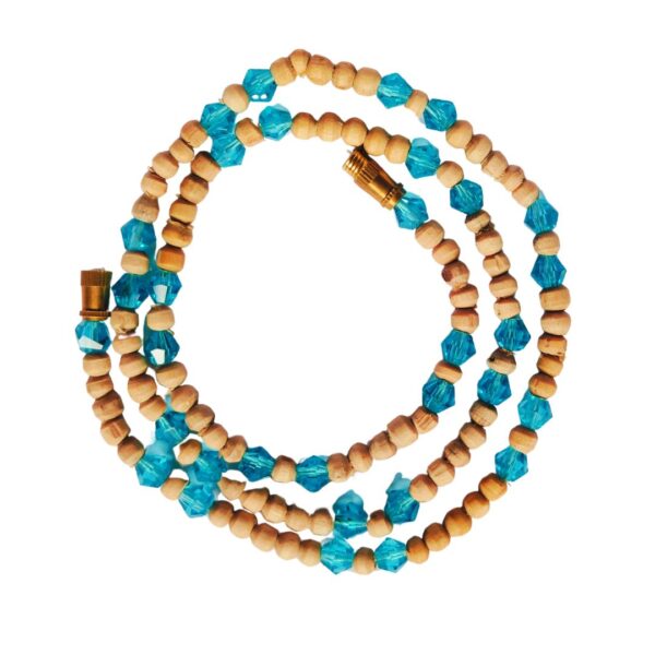 Pure Tulsi Round Small Beads With Firozi Cristals (PC: 113) - Image 3