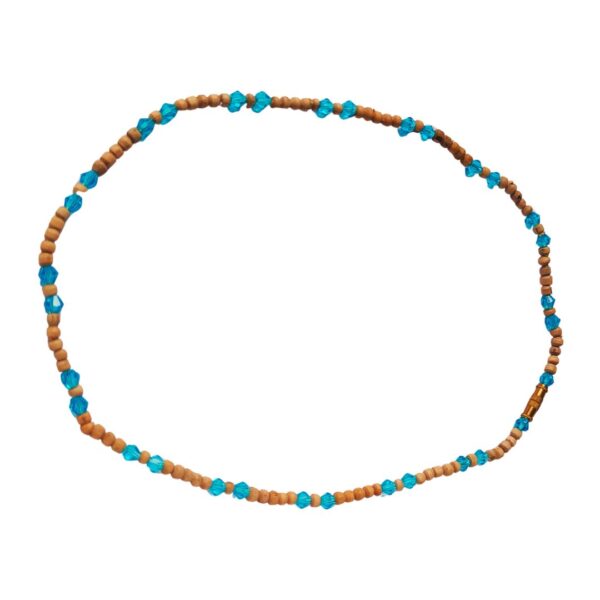 Pure Tulsi Round Small Beads With Firozi Cristals (PC: 113) - Image 2