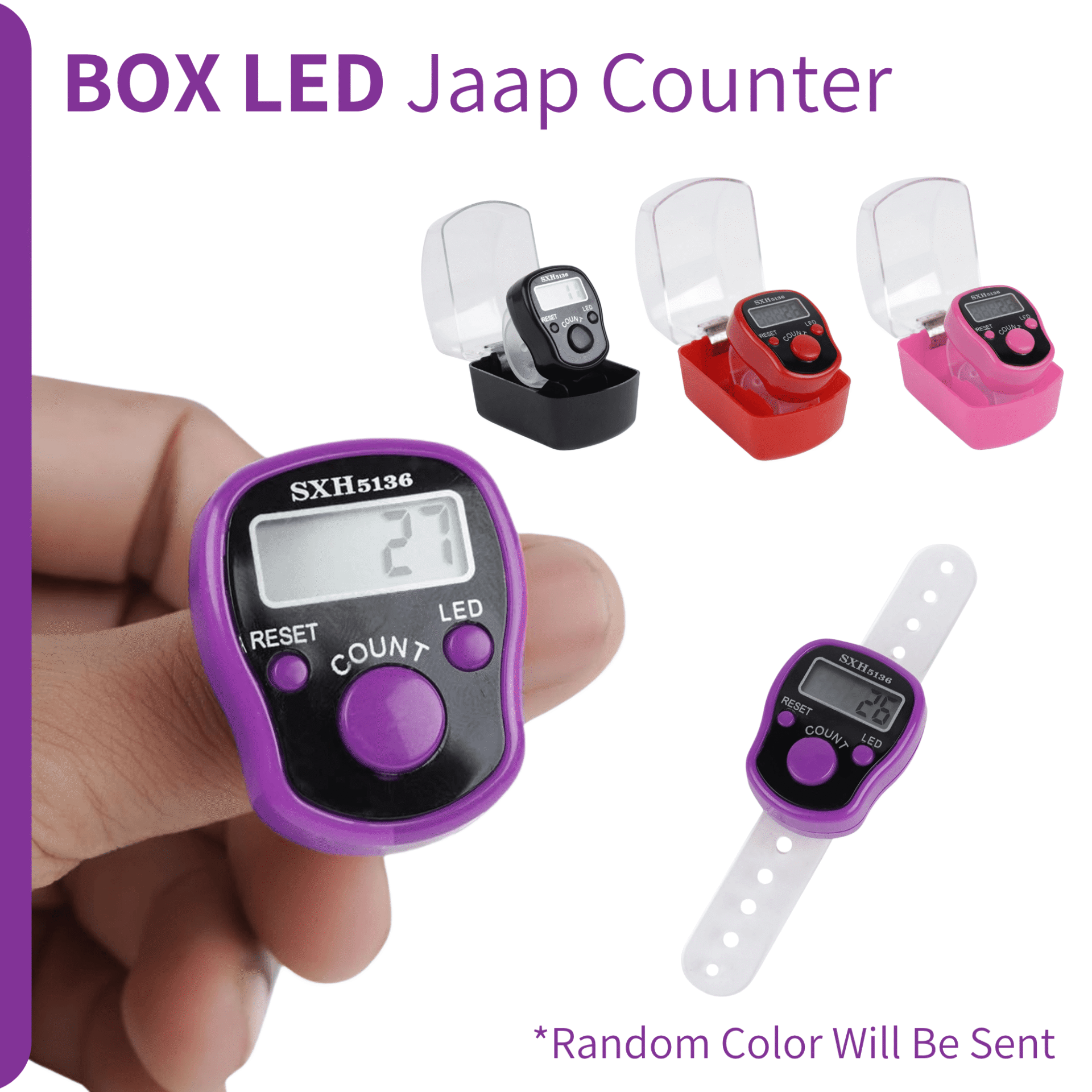 Box LED Jaap Counter – Finger Tally Counter for Mantra Chanting & Meditation