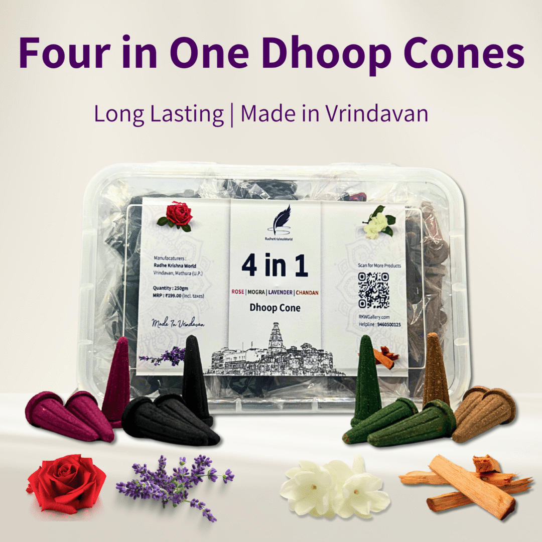 4 in 1 Dhoop Cones – Rose, Mogra, Lavender & Chandan | 250gm Natural Fragrance