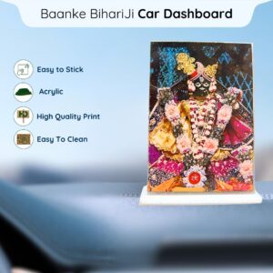 Shri Baanke Bihari Ji Acrylic Car Dashboard Photo Stand – 9×6 cm