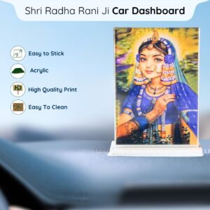 Shri Radharani Ji Acrylic Car Dashboard Photo Stand – 9×6 cm