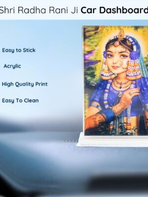 Shri Radharani Ji Acrylic Car Dashboard Photo Stand – 9×6 cm