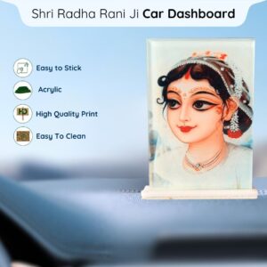 Shri Radharani Ji Acrylic Car Dashboard Photo Stand – 9×6 cm