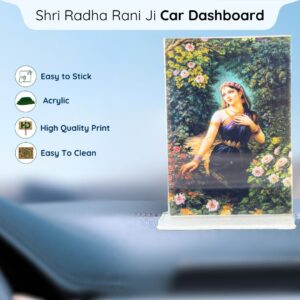 Shri Radharani Ji Acrylic Car Dashboard Photo Stand – 9×6 cm