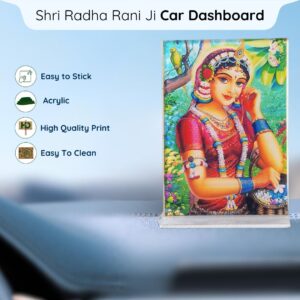 Shri Radharani Ji Acrylic Car Dashboard Photo Stand – 9×6 cm