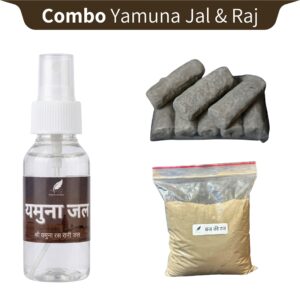 RadheKrishnaWorld Authentic Vrindavan Spiritual Combo | Shri Yamuna Jal, Braj Raj Powder & Tilak Sticks