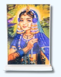 Shri Radharani Ji Acrylic Car Dashboard Photo Stand – 9×6 cm