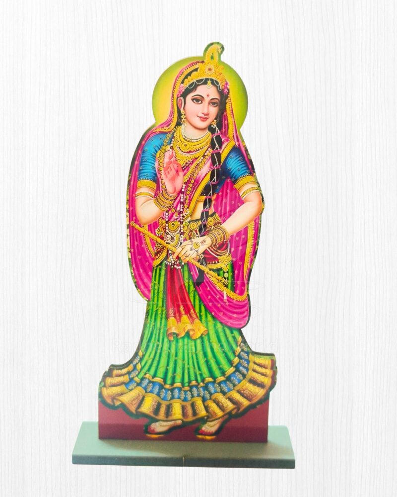 15cm Shri Radharani Standing in Green Dress MDF Cutout | Divine Vrindavan Kishori Standee