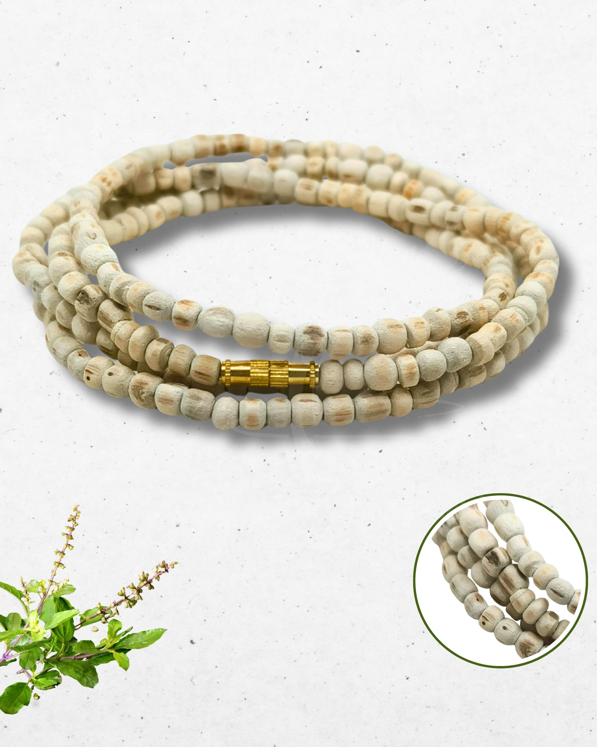 Round Beads Gol Dana Round Beads Pure Tulsi Kanthi Mala – Made in Vrindavan (Size: 40, 70, 120cm) | Sacred Basil Neck Beads