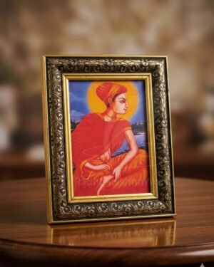 Shri Hit Harivansh Golden Photo Frame (9x7 Inch) | Red Poshak Darshan | Premium Fiber Glass Wall & Table Decor