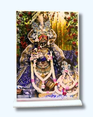 Shri Radhavallabh Ji Acrylic Car Dashboard Photo Stand – 9×6 cm