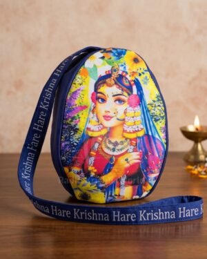 Shri Radha Ji Picture Dark Blue Cotton Japa Bag | Premium Jaap Jholi for Meditation | Sacred Chanting Bead Bag with Divine Image