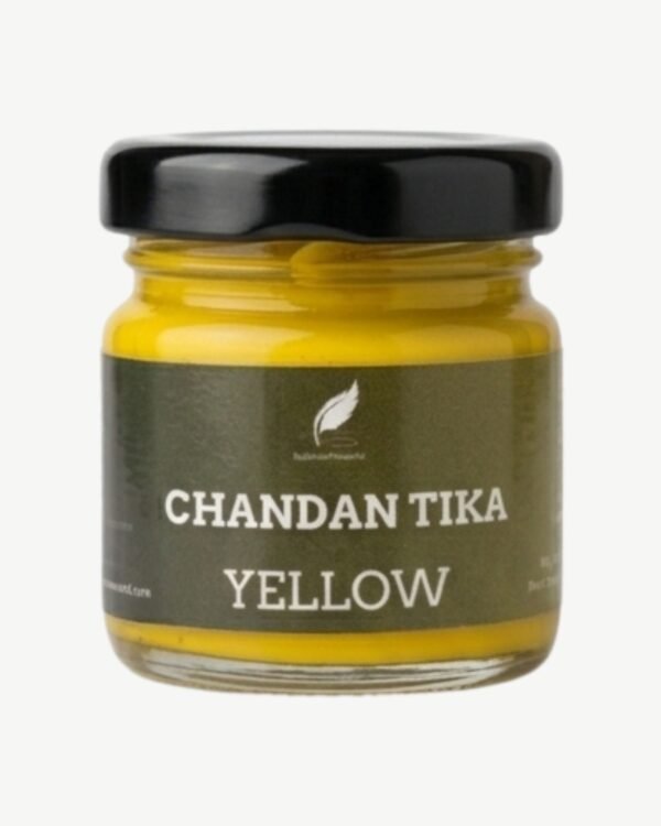 Yellow Chandan Tika Liquid Kesar Yukt (30g) | Premium Saffron Blended Yellow Tilak