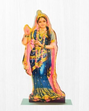 15cm Shri Radharani Standing in Blue Dress MDF Cutout | Divine Vrindavan Kishori Standee