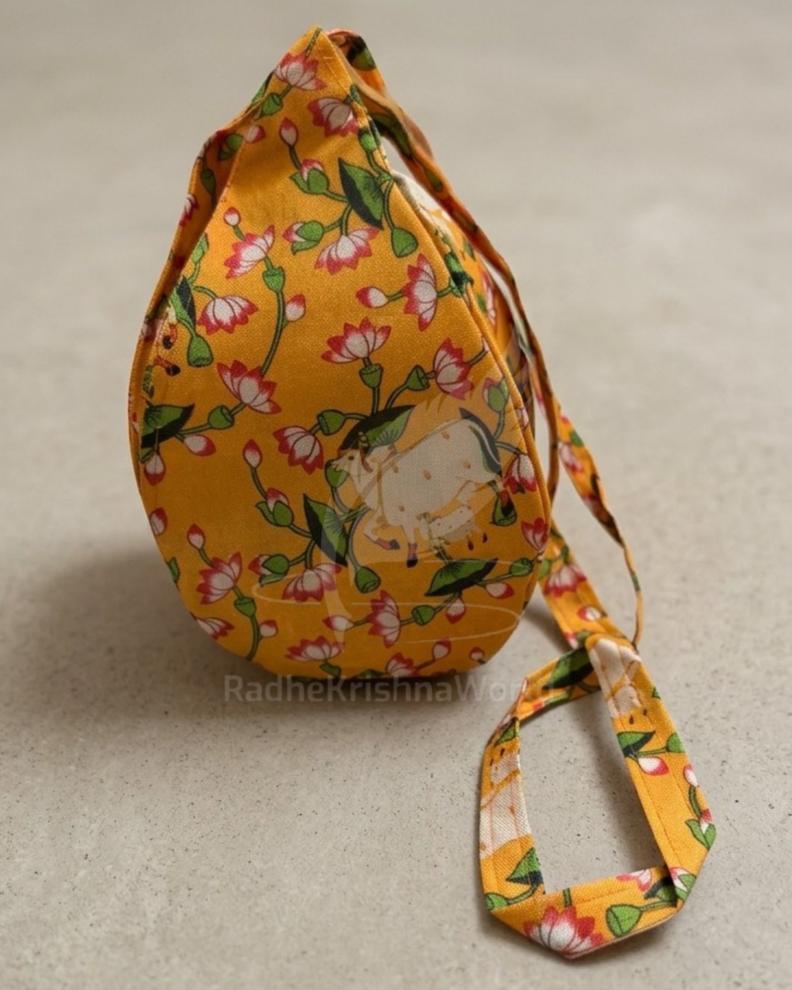 Cow Printed Cotton Premium Side Chain Japa Bag Jaap Jholi in Multicolor Variation | Sacred Bead Bag for Meditation