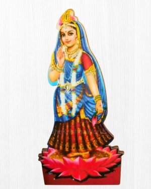 15cm Shri Radharani Standing on Lotus MDF Cutout | Divine Vrindavan Kishori Altar Standee