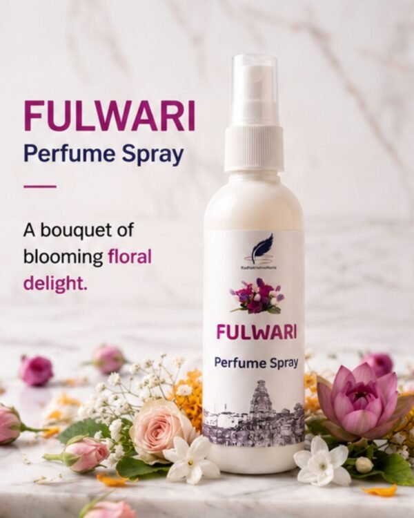 Premium Fulwari Perfume Spray (100ml Size) | Long Lasting Classic Indian Mixed Floral Fragrance | Luxury Alcohol-Free Body Spray and Apparel Ittar for Daily Worship and Casual Wear