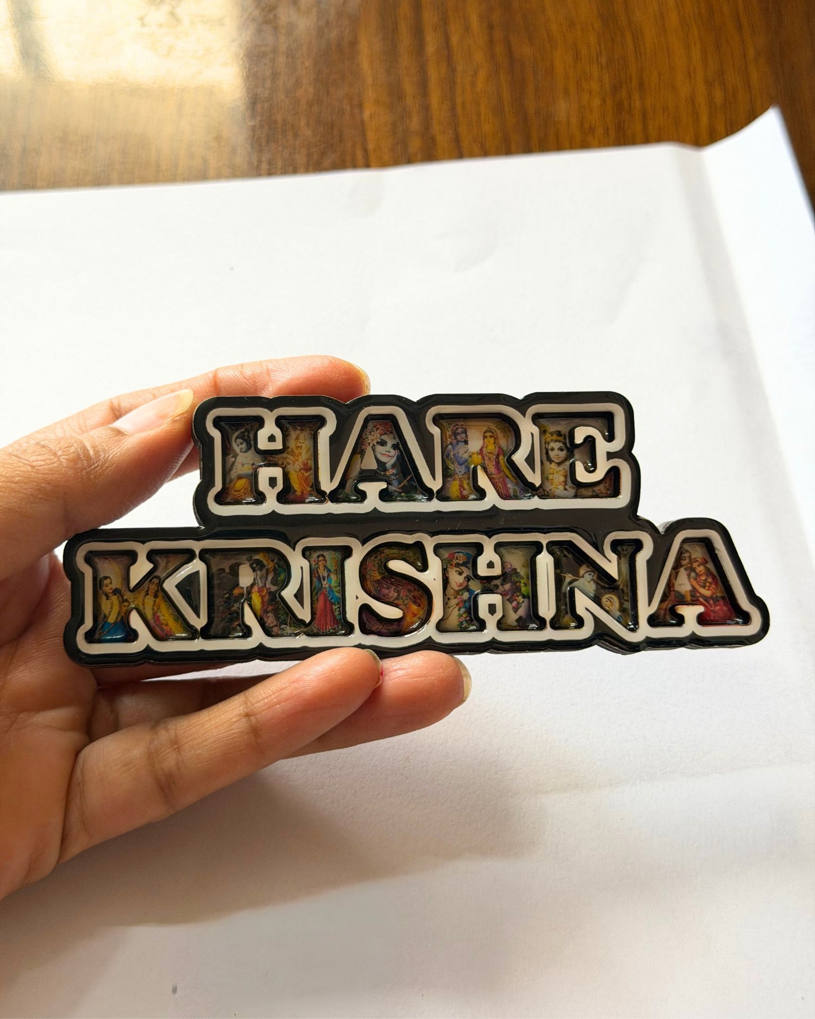 Hare Krishna Name Resin Coated MDF Fridge Magnet (12x5 cm) - Image 6