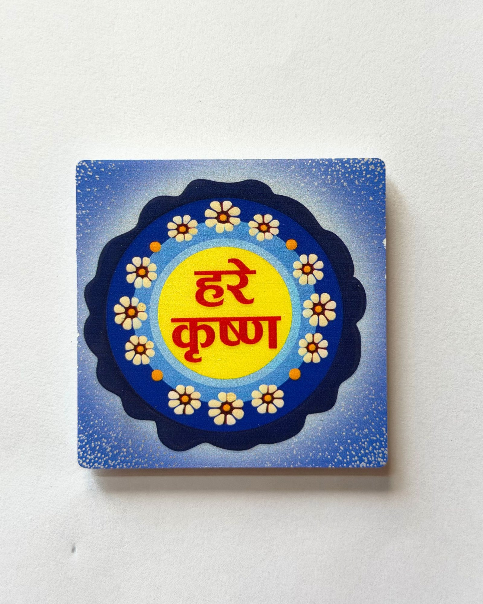 Hare Krishna Square Resin Coated Plastic Fridge Magnet (8x8 cm) - Image 4