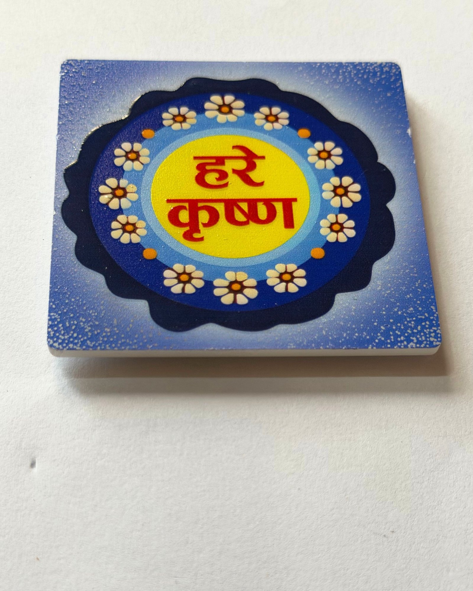 Hare Krishna Square Resin Coated Plastic Fridge Magnet (8x8 cm) - Image 3