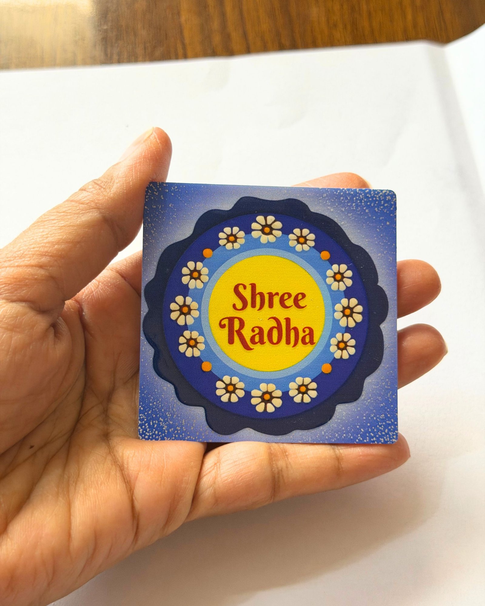 Shri Radha Square Resin Coated Plastic Fridge Magnet (8x8 cm) - Image 2