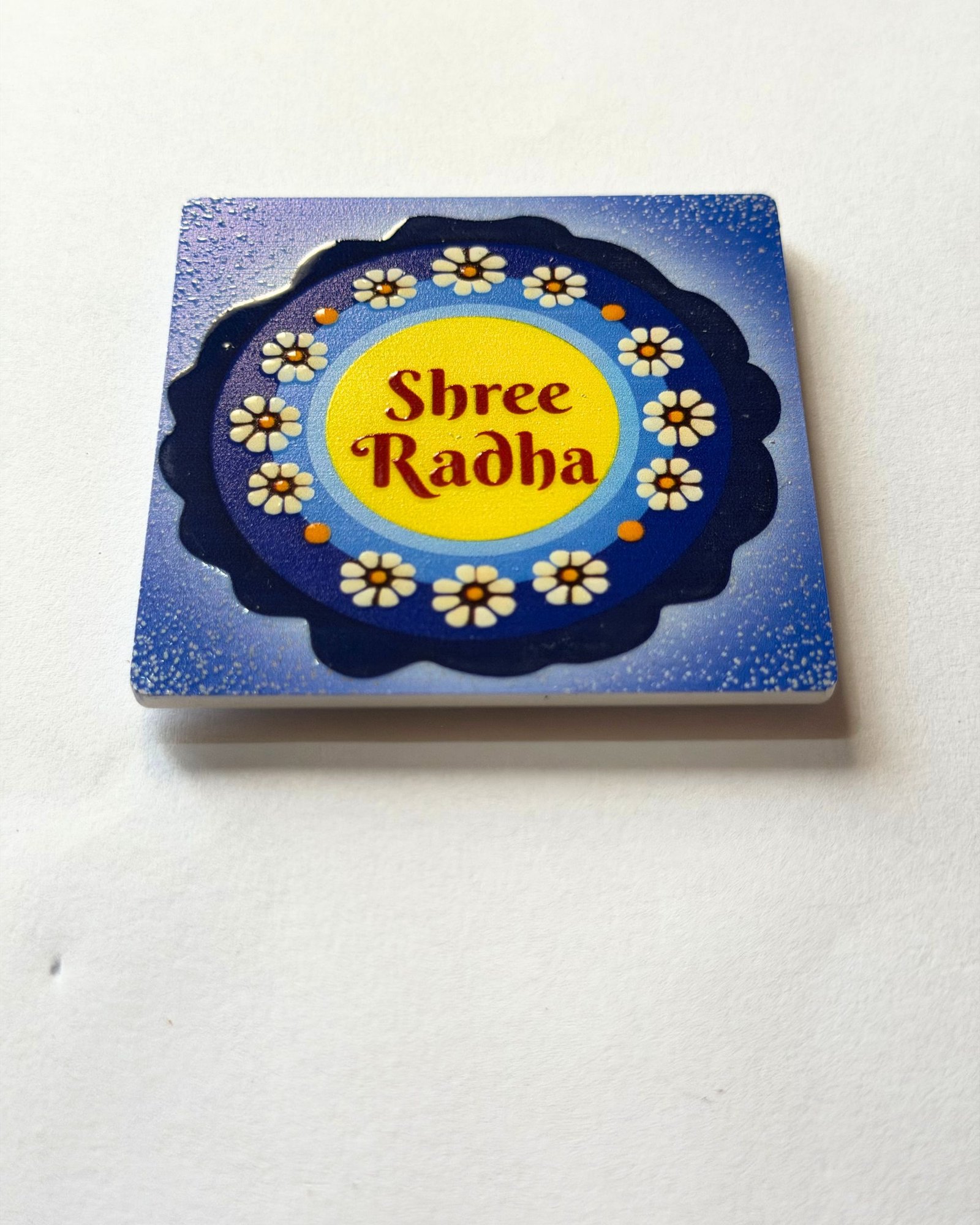 Shri Radha Square Resin Coated Plastic Fridge Magnet (8x8 cm) - Image 3