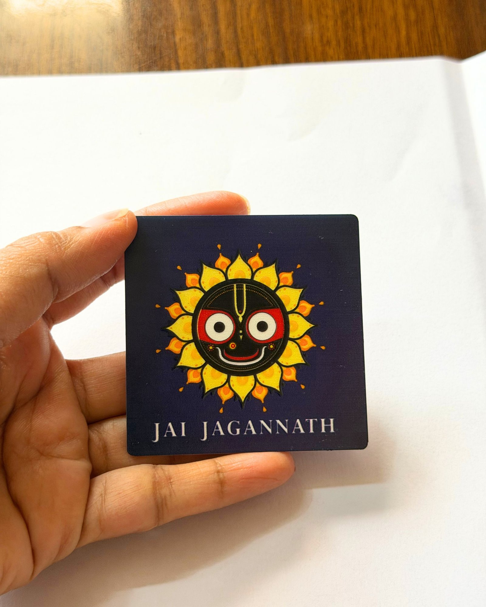 Jai Jagannath Square Resin Coated Plastic Fridge Magnet (8x8 cm) - Image 2