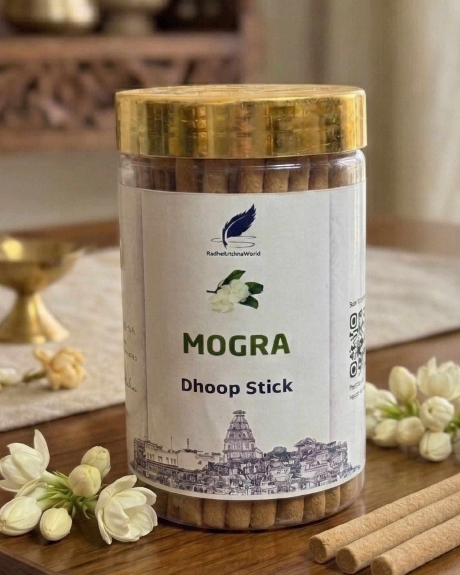 Mogra Dhoop Sticks (150g) | Long Lasting Jasmine Fragrance | Made in Vrindavan
