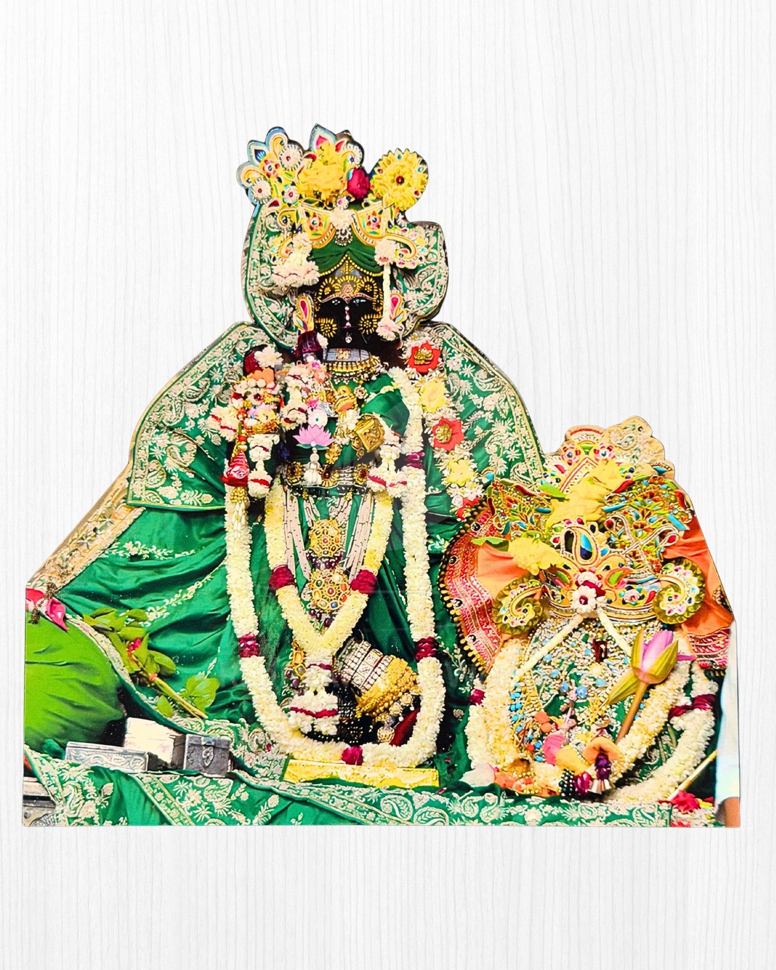 18cm Green Shri Radhavallabh MDF Cutout | Divine Vrindavan Deity Standee for Home & Office