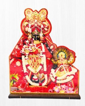 15cm Red Shri Radhavallabh MDF Cutout | Divine Vrindavan Deity Standee for Home & Office