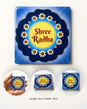 Shri Radha Square Resin Coated Plastic Fridge Magnet (8x8 cm)