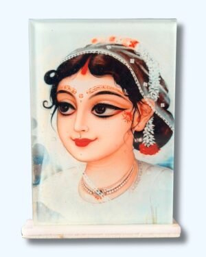 Shri Radharani Ji Acrylic Car Dashboard Photo Stand – 9×6 cm