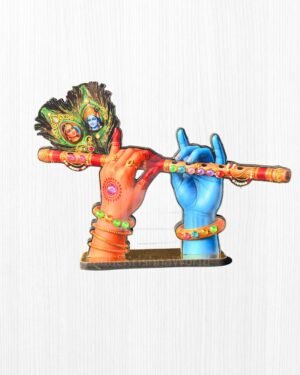 15cm Shri RadhaKrishna Flute in Hand MDF Cutout | Divine Car Dashboard Standee & Home Altar Decor