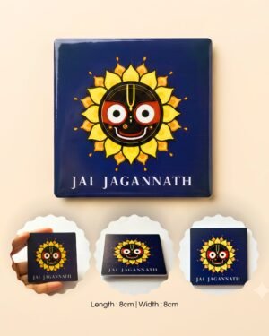 Jai Jagannath Square Resin Coated Plastic Fridge Magnet (8x8 cm)