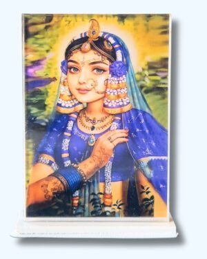 Shri Radharani Ji Acrylic Car Dashboard Photo Stand – 9×6 cm