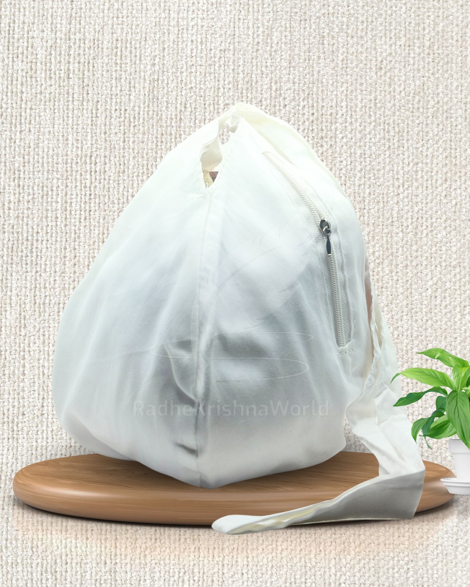 White Cotton Premium Quality Japa Bag | Jaap Jholi for Meditation | Sacred Chanting Bead Bag in Pure White