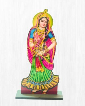 15cm Shri Radharani Standing in Green Dress MDF Cutout | Divine Vrindavan Kishori Standee