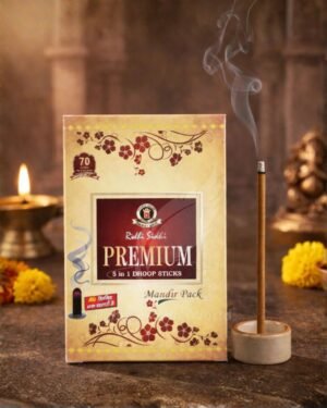 Ridhi Sidhi Brand Premium 5 in 1 Dhoop Sticks (125g Pack) | Long Lasting Upto 40 Minutes Burn Time | Authentic Charcoal-Free Luxury Incense Sticks for Daily Pooja and Meditation