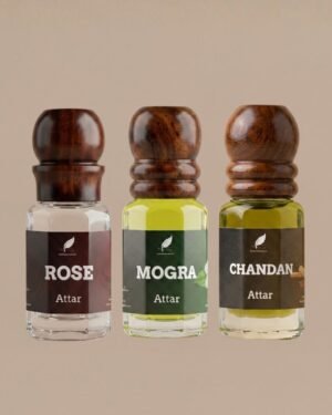 Premium Attar Combo (Set of 3) | Rose, Mogra & Chandan | 10ml Each | Alcohol-Free Long Lasting Roll-On Fragrance
